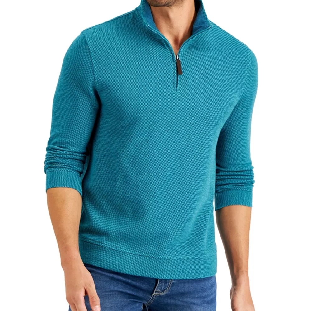 NWT Club Room Teal Zip-Neck Sweater XL